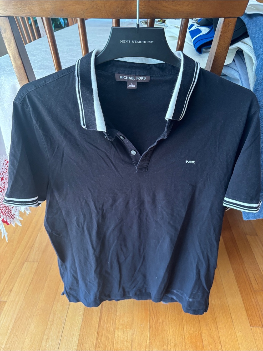 Michael Kors Men's Black Polo with White Contrast Trim